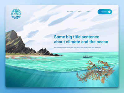 Seaweed Generation Homepage climate figma hero section home page illustration ocean procreate ui web design