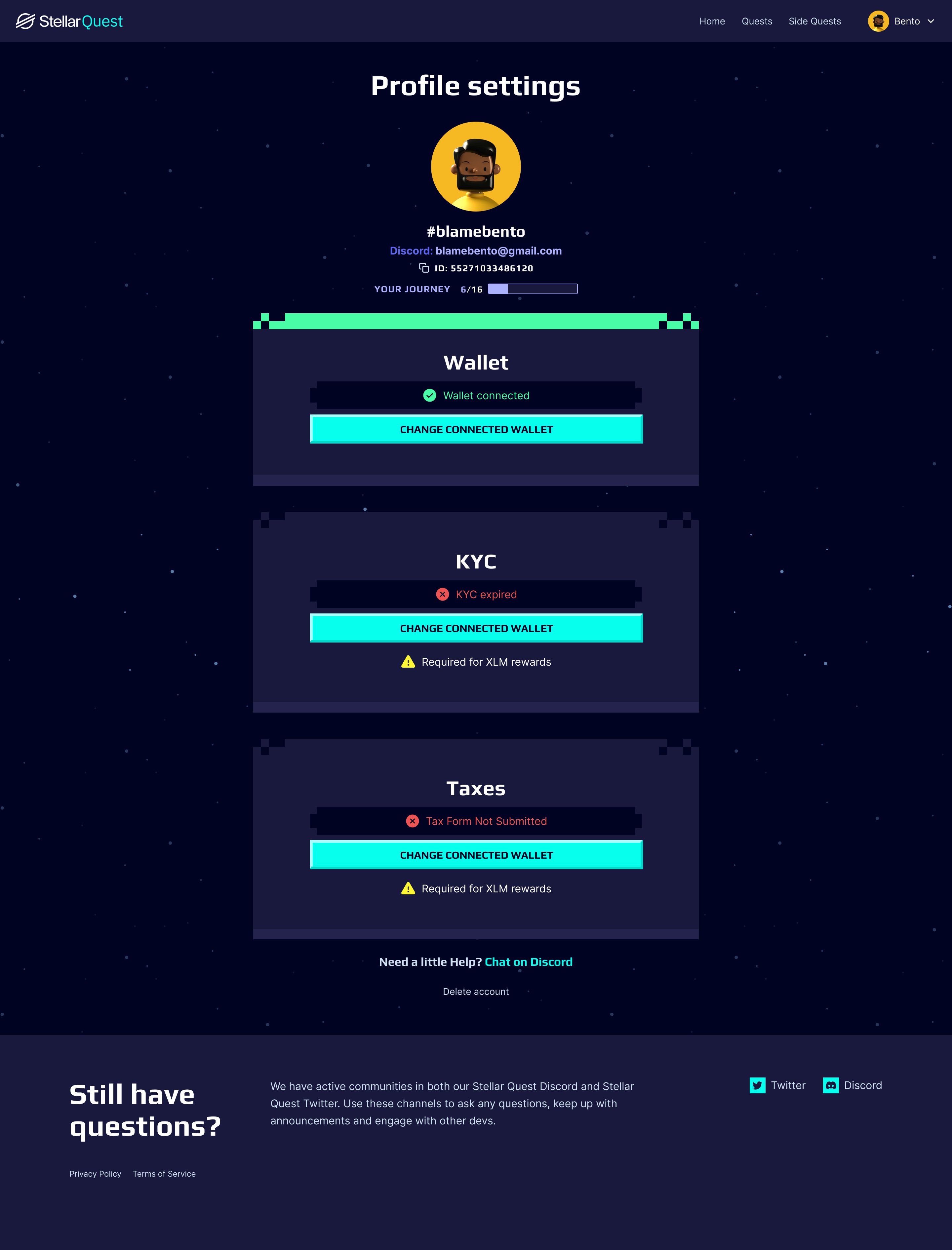 Stellar Quest Profile & Achievements by Jose Bento for Heyo on Dribbble