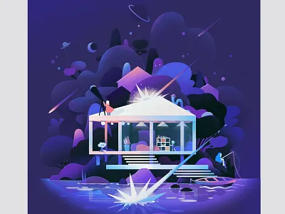 meteor shower abstract cartoon concept design illustration vector zutto