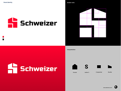 Schweizer Logo Concept brand branding carpender logo company logo craftsman logo design golden ratio home logo house logo icon logo logo logo concept minimalist monogram logo pictorial red logo roofer logo s logo swiss wordmark