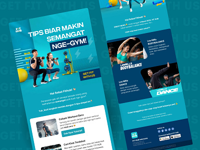 FITHUB Redesign - Gym Fitness Email Design blue bold bold design email email design email marketing fithub fitness fitness design gym gym design html email teal