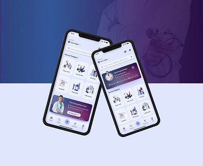 MedXpert - Medical App app blue branding care design health illustration landing page medical purple ui ux wallness