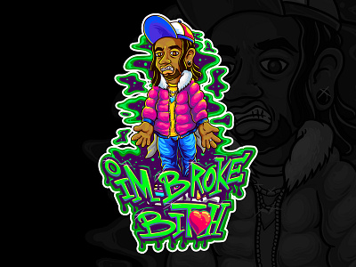 I'm Broke! branding cartoon design hiphop illustration introvertikal logo pop popculture psychedelic rapper trippy vector