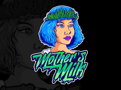 Mother's milk beauty blue hair cartoon design girl illustration introvertikal logo pop psychedelic tribe trippy vector