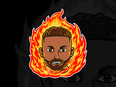 on fire! branding burning cartoon design design sticker fire headshot illustration introvertikal logo onfire psychedelic trippy vector