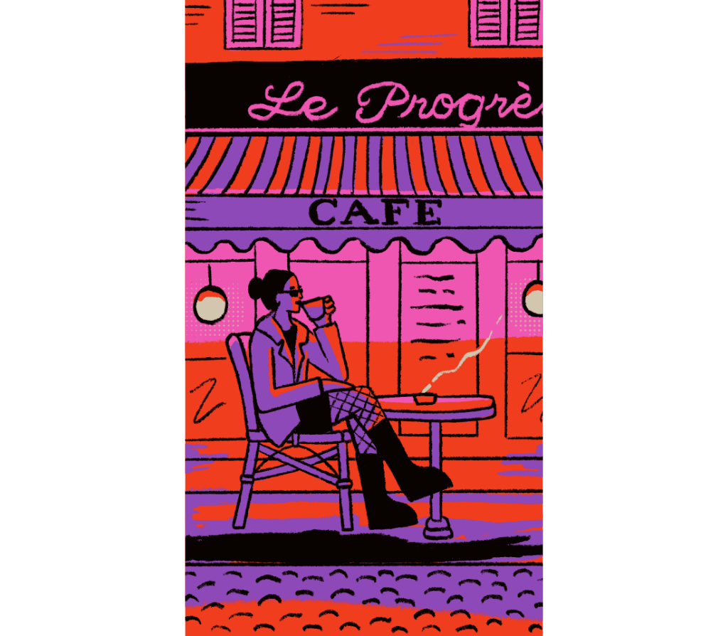 Paris Cafe Animation animation cafe chic espresso fashion gif giphy illustration lettering motion motion graphics neon noir paris reel video woman