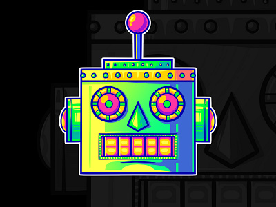 BIB BOP branding cartoon design illustration introvertikal logo pop art psychedelic robot robot head trippy vector