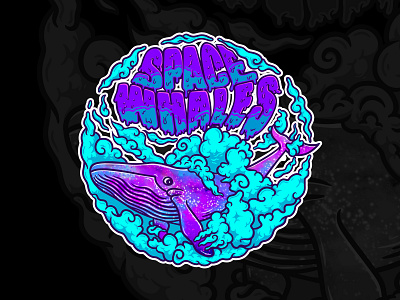 space whales branding cartoon design illustration introvertikal logo pop psychedelic space space whales trippy vector whale