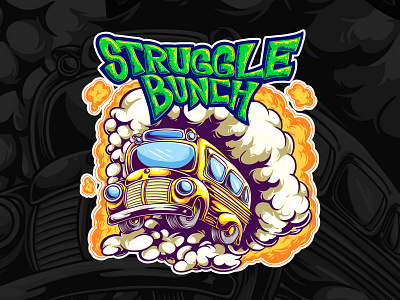 struggle bunch branding cartoon design illustration introvertikal logo pop psychedelic road road trip trip trippy vector