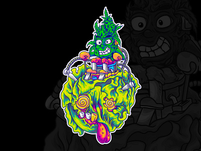 zombie lettuce branding buds cartoon design illustration introvertikal logo marryjuana pop psychedelic tripp trippy zombie