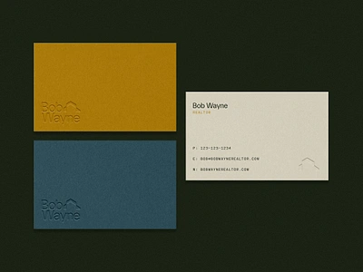 Bob Wayne | Business Cards brand branding business card design emboss estate home house illustration logo logo design mock mockup modern print real simple texture up