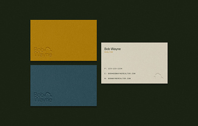 Bob Wayne | Business Cards brand branding business card design emboss estate home house illustration logo logo design mock mockup modern print real simple texture up
