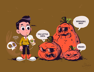 Pumpkin Spice is Murder character design design drawing funny ghosts halloween illustration pumpkin spice pumpkins vector
