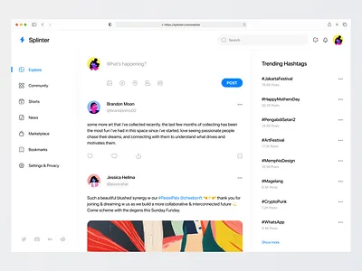 Splinter - Social Media Dashboard app graphic design illustration messages mobile new shots popular social media twitter ui ux