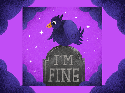 I'm Fine design gravestone halloween illustration im fine lettering raven spooky season typography