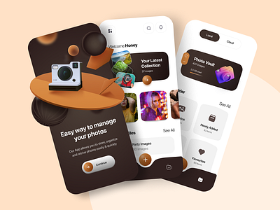 Photo Vault App app branding design graphic design illustration logo typography ui ux vector