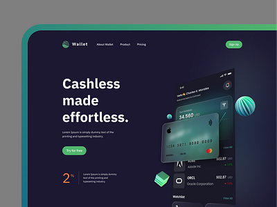 Wallet - e wallet hero section app concept design design e wallet herosection ui ux wallet web ui webdesign