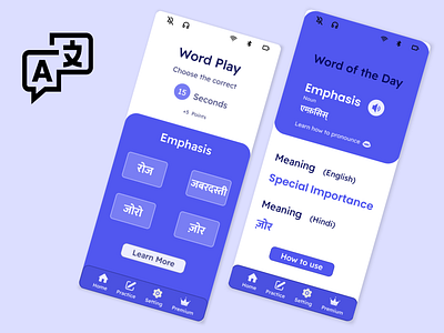 Language Learning english hindi language learn ui ux