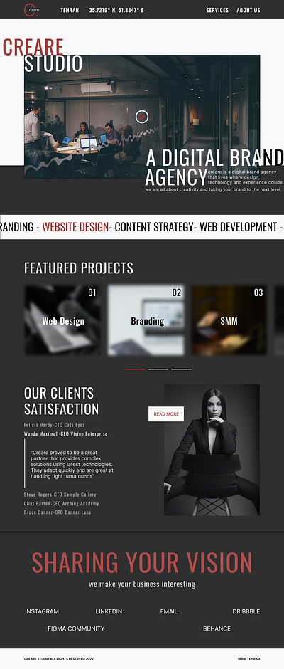 Studio Website Landing / Digital Agency Website Landing agency design figma landing page marketing marketing agency ui ui design uiux ux web web design website