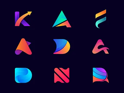 Logo Collection arrow best logo collection business diamond diamond world digital agency geometric gradient grow investing investment k a f d p n s r letter mark logo design logofolio logos media modern real estate vehicle