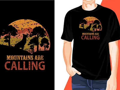 Awesome Eye-Catchy Mountains Are Calling T-shirt Design t shirt logo
