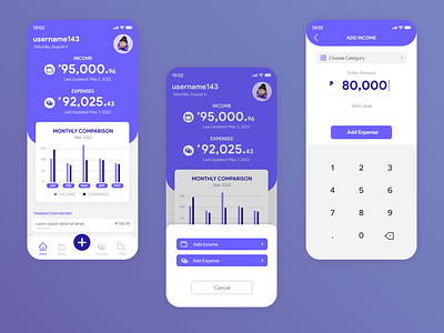 Money Tracker App High-Fidelity Mockups app design mobile mobile ui money app money tracker savings tracker ui design