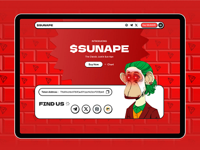 SUNAPE - Meme Coin Website animation ape ape coin crypto funny website meme meme coin meme coin design meme coin landing page meme coin website meme landing page meme token meme token design memecoin memecoin website website