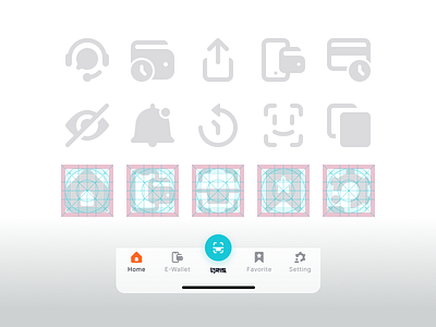 Pixel Perfect UI Essential Icons copy eye face home icon nav bar notification pixel perfect save scan setting share tag ui wallet