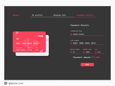 Credit Card creative credit card dark mode payment ui ui design