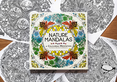''Nature Mandalas'' A colouring meditation book animals art book book cover botanical branding colouring book design drawing flowers graphic design hand drawn handmade illustration landscape logo mandala mandala art meditation nature