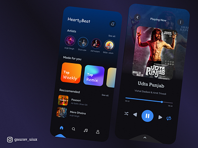 Music Player - HeartBeat branding creative design figma music music player songs ui ui design ux