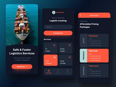 Seguimiento - Logistic Tracking App Dark Mode dribbbble logistic mobile order product design ui uiux