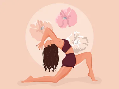 Slender girl, doing yoga adobe illustrator design graphic design practice
