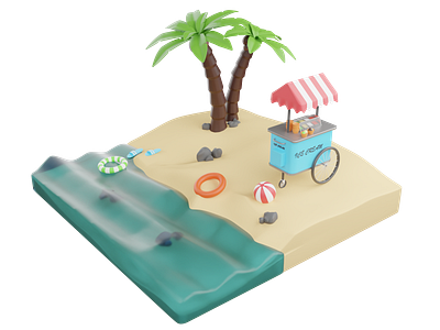 3D Summer Beach🌞🍧 3d 3dart 3dbeach 3dicecream 3dillustration 3dmodelling 3drender art beach blender blender3d design design3d graphic design icecreamcard illustration lowpoly summer summer3d