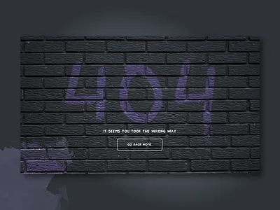 Find Your Way | Daily UI 008 404 404 page bricks challenge daily dailyui dailyui008 dead end gray no way page not found purple turn back ui wall watercolor decor watercolor splatter watercolor stains wrong turn wrong way