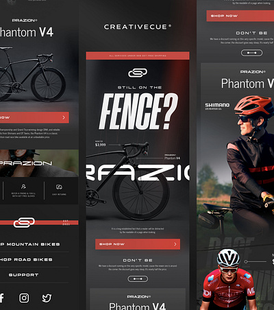 Email Concept Design for Prazion Bikes via. creativecue.co bicycle branding cycle dark emails email email design email marketing klaviyo newsletter design