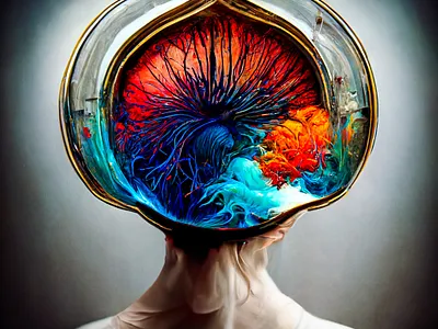 Mirror of the Mind aiart brain conceptart digitalpainting mind painting surreal