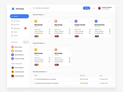 Hermesdy( a project management webapp) dashboard project management uiux ux design webapp