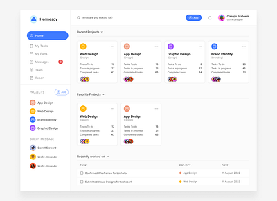 Hermesdy( a project management webapp) dashboard project management uiux ux design webapp