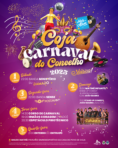 Comunicação Carnaval de Coja '25 flyer graphic design