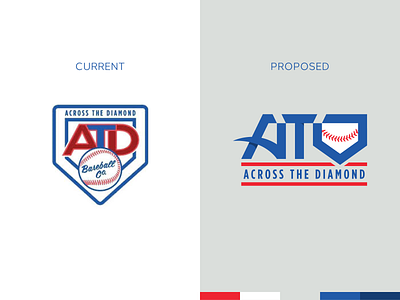 Across the Diamond® across the diamond baseball baseball brand baseball logo blue branding grey heyo! home plate logo red sports logo stitching threadmob white