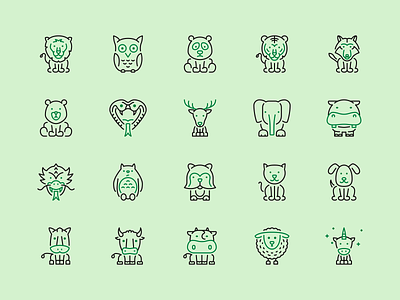 Wild and domestic animals icons animal icons animals bear buffalo cat cow deer dog donkey elephant hippo icons line icons lion owl snake tiger unicorn wild wolf