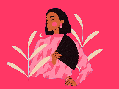 Illustration: Whispers of Pink art artwork beatiful art beauty colorful creative art design insparation digital art flowers illustration insparation inspire inspired moon pink palette the pink gaze vibrant illustration whispers of pink women women beauty