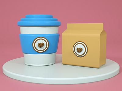 Coffe 3d 3d design 3d designer art blue branding cinema 4d coffe cup design drink graphic design hot illustration paper cup pink sweet ui white winter