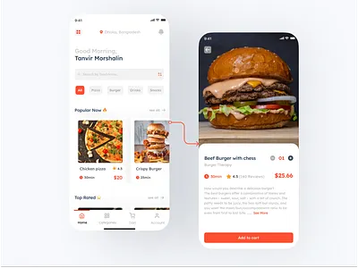 Food Delivery App Concept appui design food app deisgn food delivery app foodapp foodui mobile mobile app ui uidesign uiux userinterface