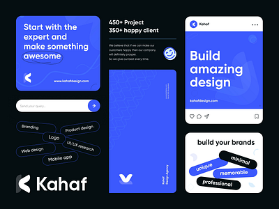 Kahaf agency animation brand identity branding business creative agency graphic design kahaf landing page logo minimal motion motion graphics startups visual design