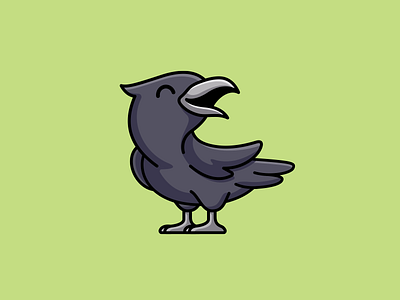 Crow adorable beak bird cartoon character crow cute death friendly funeral halloween happy helloween illustration illustrative kawaii laughing mascot raven spooky season