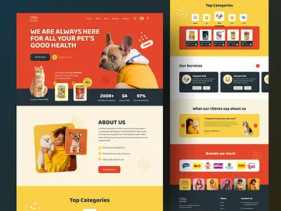 Website Design: Pet Shop Landing Page animal cat dog ecommerce landing page minimal clean new trend pet pet care pet food pet food website pet health pet lovers pet shop pet store pet ui pet website pets ui uiux web