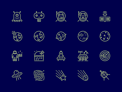 Space icons alien astronaut cosmonaut cosmos figma icons galaxy line icons meteor moon planets probe rocket space space icons space shuttle star stroke icons ufo ui icons universe