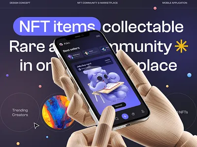 AIKO. NFT Marketplace app concept 3d app blockchain colorful concept crypto dark mode dark theme defi design design system digital item marketplace mobile nft trendy ui ui design ux design